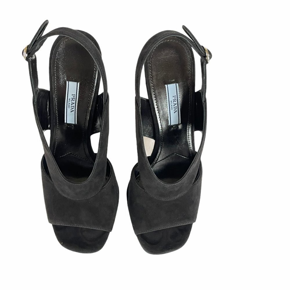 Prada Collection 1X890L Comoscio Women's Black Suede High‎ Heel shoes, 38.5 - Picture 8 of 13